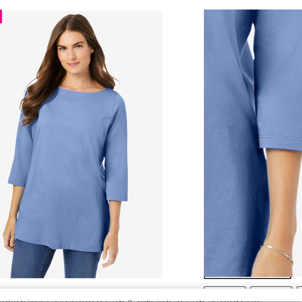 NWT Woman Within , size 2X (26/28) 3/4 sleeve t-shirt.